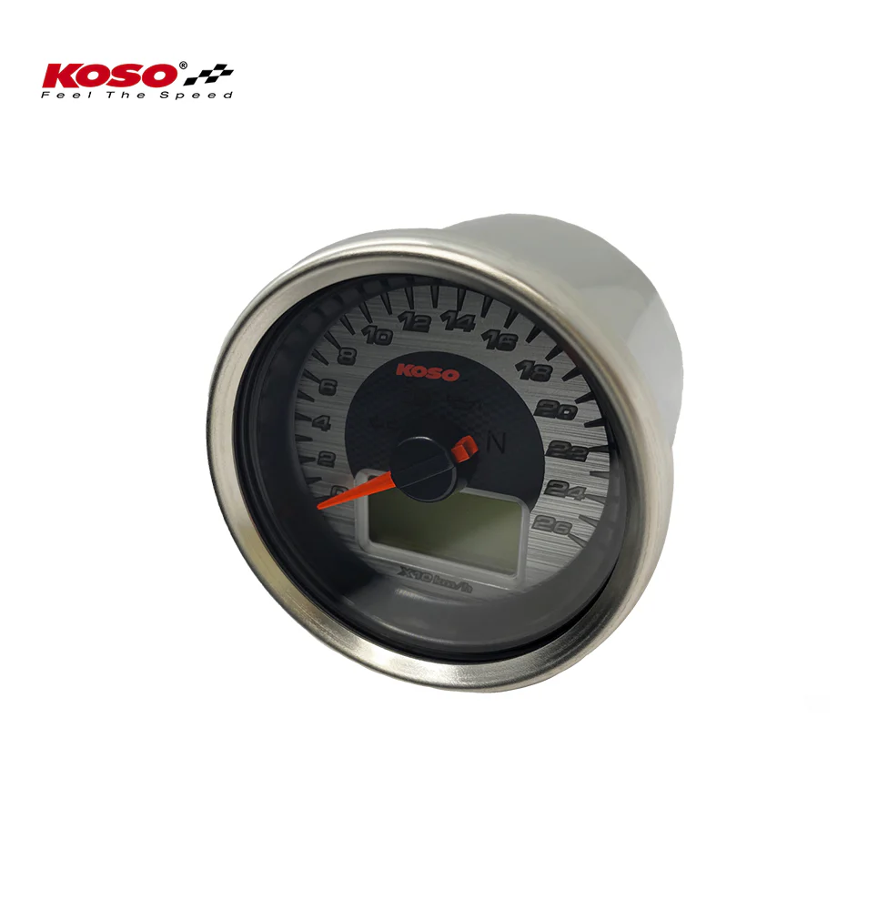 Chrome-Style Tachometer, Display chrom, blau beleuchtet, 0 - 260 km/h