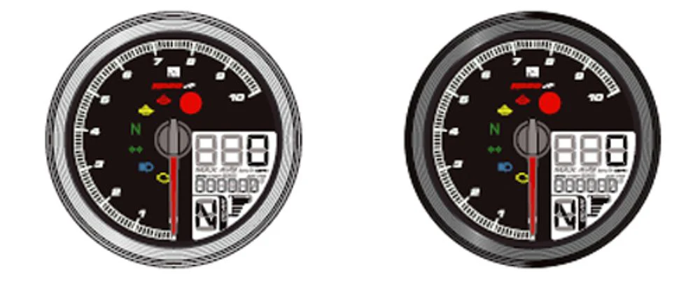 KOSO TNT-04 Drehzahlmesser /Tachometer mit schwarzem Ring mit ABE/KBA positive LCD - Image 2