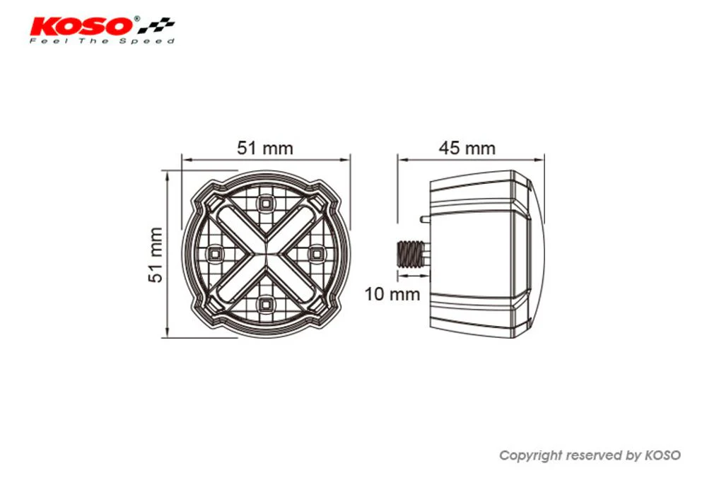 LED Rücklicht mit Bremslichtfunktion, GT-02 Rotes Glas E-geprüft - Image 9