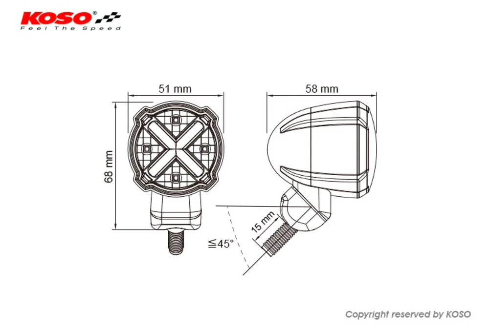 LED Rücklicht mit Bremslichtfunktion, GT-02S Klares Glas E-geprüft mit Halter - Image 5