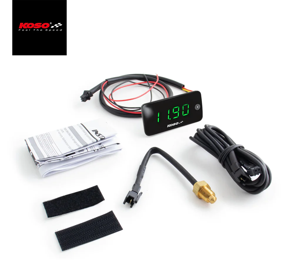 Slim Line New Generation Voltmeter + Thermometer Grün - Image 3